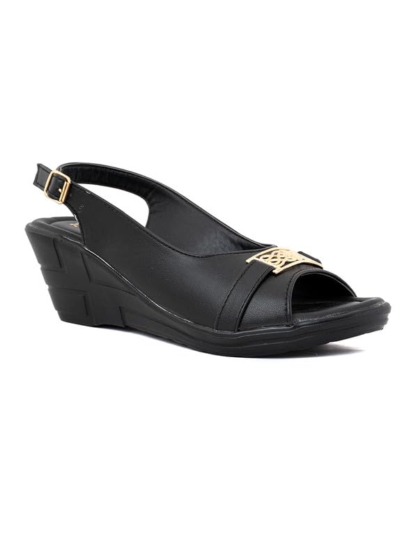 Khadims Black Wedge Heel Sandal for Women (5300646) (B0CGBMQ7J4) Amazon Price History, Amazon Price Tracker