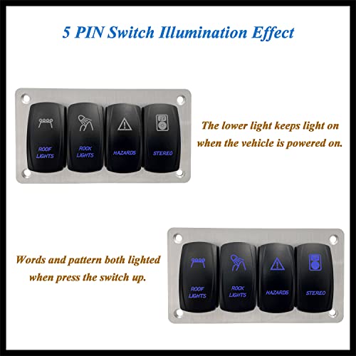 Image of Customize Pre-Built Boat Rocker Switch Panel with Silver Mounting Bracket Blue Led Toggle Switch Panel for Car Marine Yacht Jeep RV UTV Dashboard IP66