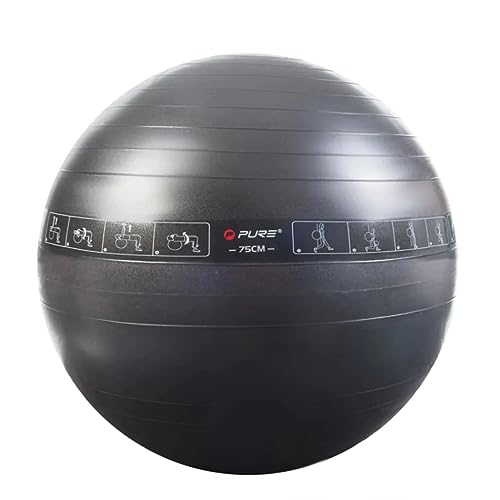 Pure2Improve Exercise and Stability Ball for Stability, Workout, and Yoga, 75cm, Black