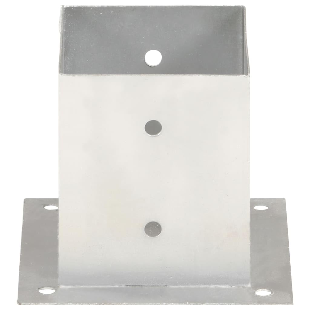 Anclajes de poste de metal galvanizado, 4 unidades, 121 mm, para tubos cuadrados, resistentes al óxido, ideales para fijación al suelo de vallas en hormigón y madera