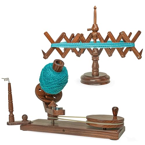 Wooden Yarn Cake Winder - Elegant Handmade Yarn Winder for Crocheting Yarn Winder Large Capacity Yarn Spinner for Crocheting (R-Combo-1)