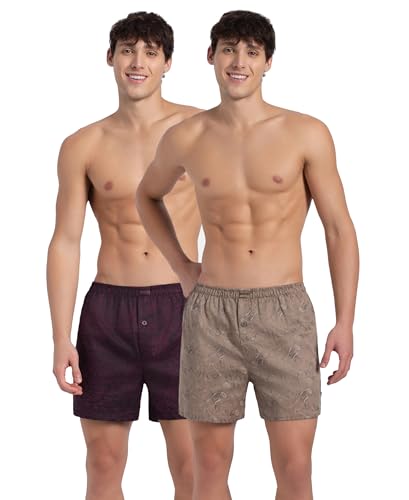 Image of Jockey 8222 Men Super Combed Mercerized Cotton Woven Checkered Inner Boxers with Ultrasoft and Durable Inner Waistband (Pack of 2, Colors & Prints May Vary)
