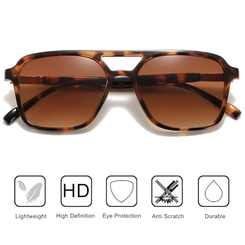 Retro Aviator Rectangle Sunglasses for Women Men Unisex UV400 Protection Lightweight Frame Trendy Sun Glasses4