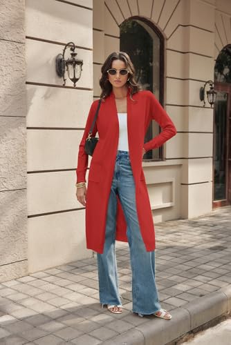Image of GRACE KARIN Essential Solid Open Front Maxi Long Knitted Cardigan Sweater for Women