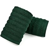 Jacquotha 2-Pack Hand Towels (Forest Green) Ribbed – Kitchen & Bathroom Premium Cotton Towels 13” x 29”, Soft and Quick Drying 480 GSM