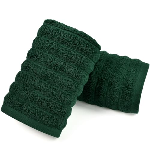 S (forest Green) Ribbed &ndash; Kitchen & Bathroom Premium Cotton Towels 13&rdquo; X 29&rdquo;, Soft And Quick Drying 480 Gsm