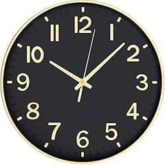 HZDHCLH Black Wall Clocks Battery Operated, 12 inch Silent Non Ticking Modern Clock for Wall, 3 D