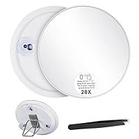 Huucozn Vergrößerungsspiegel 20 Fach Kosmetikspiegel mit Vergrößerung 15 cm Make up Schmink Spiegel mit 3 saugnapf und Pinzette Vergrösserungsspiegel Makeup Spiegel 20x Schminkspiegel für Make up