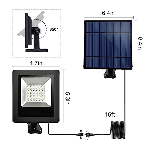 Ousam Led Solar Lights Dusk to Dawn 4400mAh Solar Powered Spotlight Waterproof Flood Light 6000K Lighting with 16FT Cord for Patio, Flag Pole, Fence, White thumbnail 2