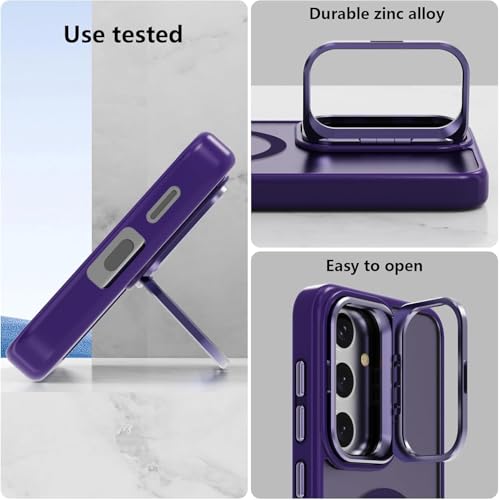 Image of VONZEE PC Compatible for Samsung S25 Plus 5G Case,with Wireless Charging,(Not Compatible with Magsafe)Protective Case,Built-in Stash Stand Phone Case,Scratch-Resistant Back Cover,|Deep Purple