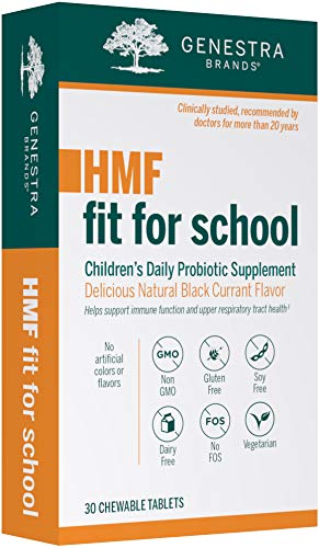 Genestra Brands HMF Fit for School | Children's Immune Support Formula | 30 Chewable Tablets | Natural Blackcurrant Flavor Genestra Brands HMF Fit for School | Children's Immune Support Formula | 30 Chewable Tablets | Natural Blackcurrant Flavor