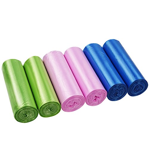 HOMMMP Multi-color Kitchen Trash Bags, 4 Gallon (120counts/6rolls)