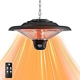 Sunvivi Outdoor Patio Heater, 1500W Outdoor Hanging Heater, Electric Infrared Hanging with 3 Adjustable Modes, Waterproof Ceiling for Porch, Garage, Balcony, Black