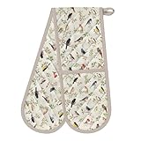 Funny Bird Double Oven Mitts - Heat Resistant with Cotton Lining & Hanging Ropes, Extra Long Oven Mitts Cute for Baking, BBQ, Kitchen Gadgets| Christmas Birthday Gift for Bird Lovers, Mom
