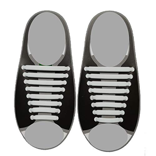 Lacets Élastiques Chaussure Enfant Adulte Femme Homme Blanc Lacets Silicones No Tie Magiques Sans Nœud Étanche Transforme vos Baskets en Slip On Marcher Courir Sauter Jogging 1 set de 16 pièces Cover