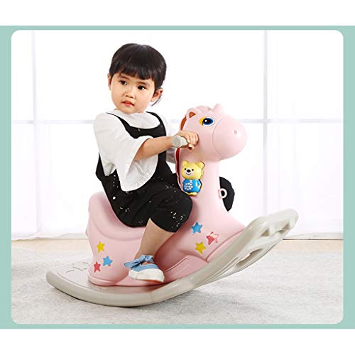 Schaukelpferd Spielzeug Baby Kunststoff groß Dual-Use 1-2-6 Jahre alt mit Musik Schaukelspielzeug HUYP (Color : Pink) – Bild 4