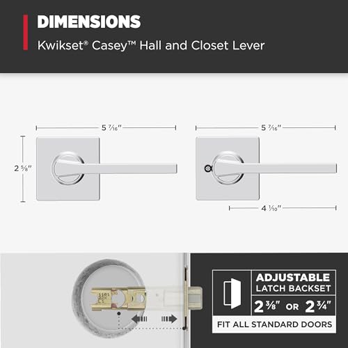 Kwikset Casey Interior Passage Door Handle, Lever for Closet and Hallway Doors, Reversible Non-Locking Handle Lever, Polished Chrome (Pack of 4) - image 8