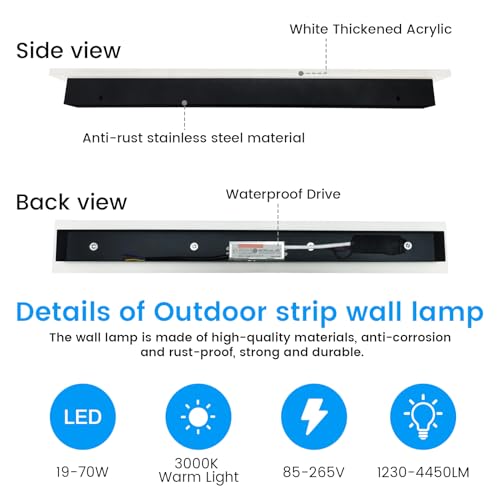 Image of Modern Outdoor Wall Lights - 2 Pack 23 Inch Black Exterior Light Fixtures Wall Sconce, Porch Lights for Patio, Garage, House, Front Door