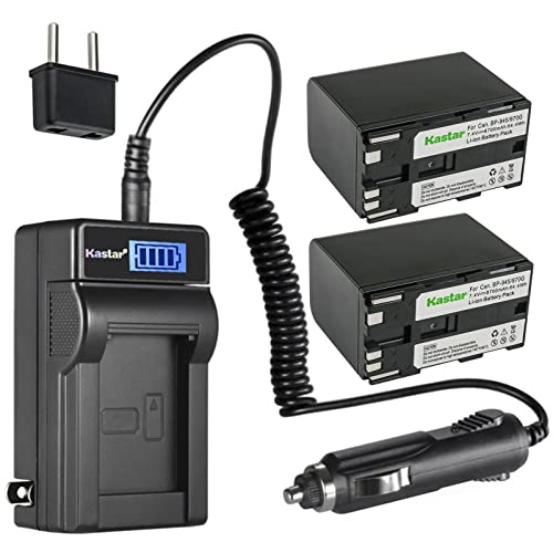 Kastar 2-Pack BP-970G Battery and LCD AC Charger Compatible with Canon BP-970 BP-970G BP-975, BP-945 BP-950 BP-950G BP-955, BP-930 BP-935, BP-925, BP-911 BP-911K BP-914 BP-915 Camera Battery