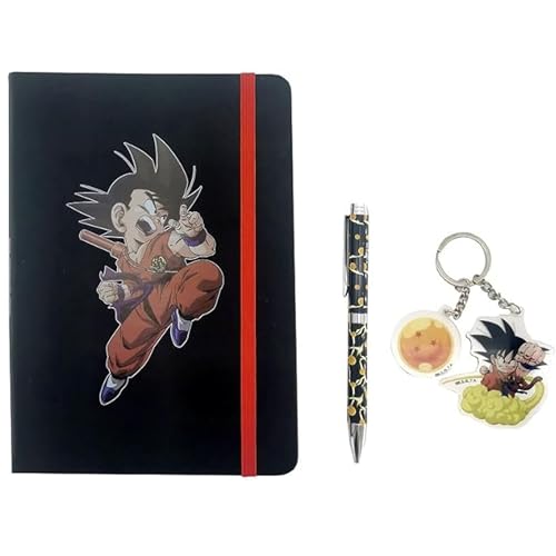 Dragon Ball-Set Regalo Quotidiano, Portachiavi e Penna, Confezione Regalo, Set da Scrittura, diario con Lucchetto, Multicolore, Prodotto Ufficiale (CyP Brands), Mutlicolor, Estandar, Dragon Ball Set