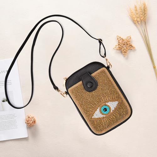 Image of Women's Small Crossbody Cell Phone Bag, Boho Colorful Beaded Purse Wallet with Handmade Cute Patterns