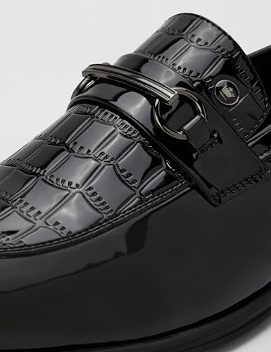 Image of Louis Philippe Men Patent Leather Breathable Lining Material Anti Slip with Heel TPR Sole Formal Slip-on Shoes