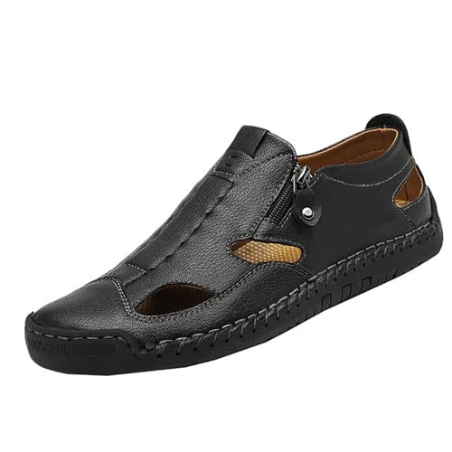 Mocasines de verano tipo sandalias de cuero para hombre con diseño transpirable