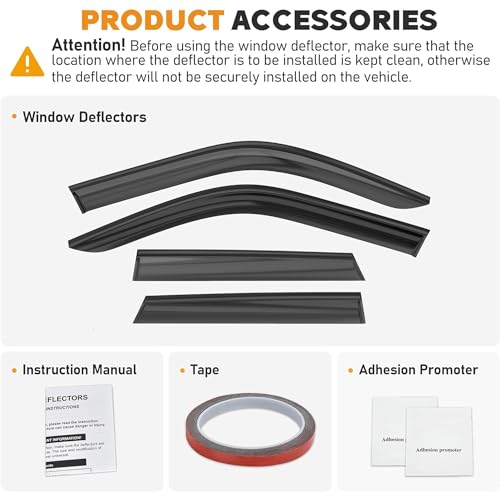 Image of Shatterproof Taped-On Window Deflectors for Ford Bronco Sport 2021-2025, Rain Guards, Window Visors for Car, Vent Deflector, 4pcs