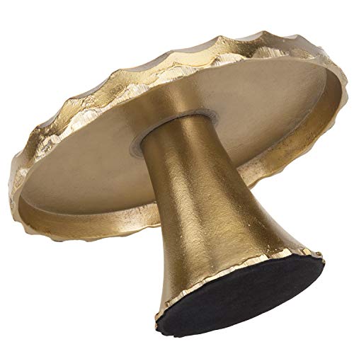 Mygift 8-Inch Round Gold Tone Aluminum Pedestal Cake Stand With White Top, Dessert Riser Cupcake Holder Stand - Handcrafted In India #TOP5