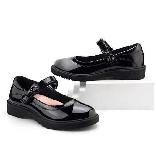Jabasic Girls Black School Shoes Bow Oxford Mary Jane Flats thumb #5