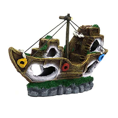 VERDANVERSE シー海賊船型 水槽オーナメント シミュレーション装飾 魚の隠れ家 おしゃれなアクアリウムインテリア 耐久性樹脂製 魚が自由に遊べる環境作り