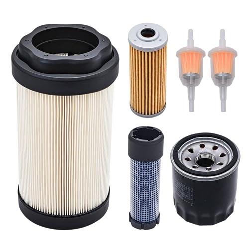 LVU34503 LVU34504 Primary Air Filter and Secondary Air Filter，Fit for John Deere 1023E 1025R 1026R 2025R 2026R 2400 2550 2700 2750 With M806418 Oil Filter and 8970713480 Fuel Filter