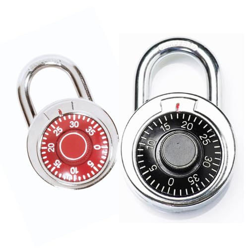 Living Solutions Heavy Duty Combination Padlocks (Same Combo) 2 Pack, Red
