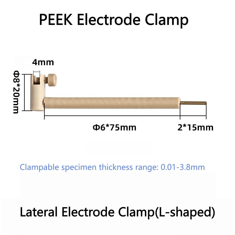 PEEK Electrode Clamp for 3-Electrode System Working Electrode Fixture 1PC | For gap applications, secure clamping for reliable electrochemical testing.(Lateral (L-shaped))