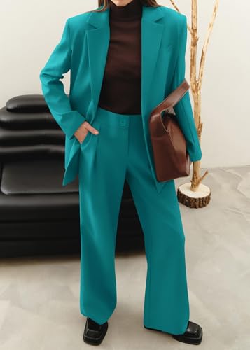 image for KIRUNDO Women's 2025 Spring Fall 2 Piece Blazer Set Casual Loose Long 