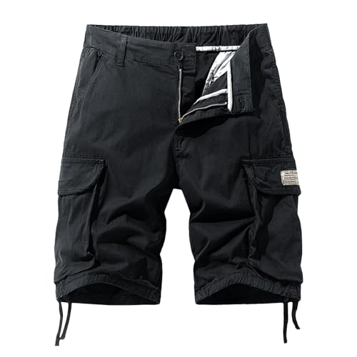 Short cargo pour homme en coton léger avec cordon et poches