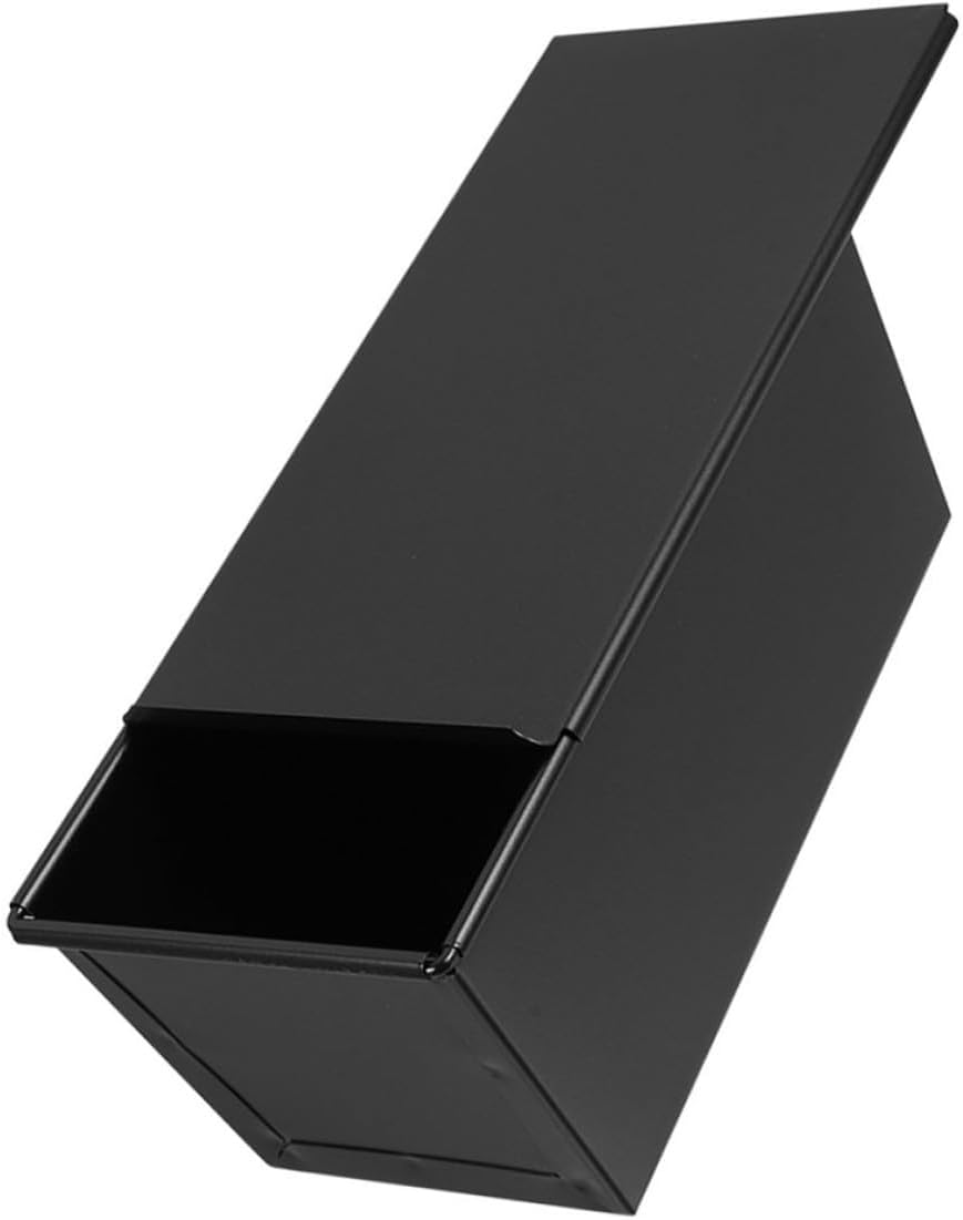 Black Stainless Iron Loaf Pan with Sliding Lid 1000g Nonstick Bread Mold for Oven Toast Baking Homemade Sandwiches