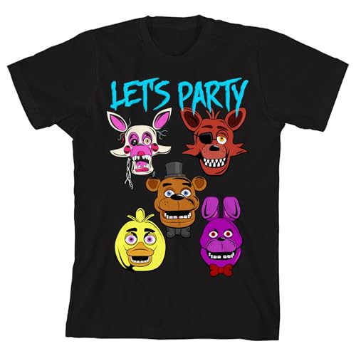 Five Nights at Freddy's Let's Party Youth Black Crew Neck Short Sleeve T-Shirt