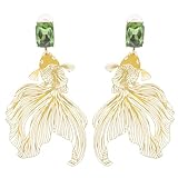 TEHAUX 手彫り魚デザインレディーススタッドピアス 風アクセサリー 魅力的な製 耐久性あり 誕生日 結婚式 パーティー用 イヤリング