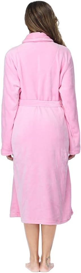 RONGTAI Womens Bathrobe Ladies Fleece Plush Warm Long Robes Fleece Nightgown Sleepwear - Image 4