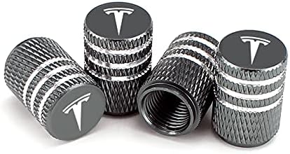 HiSport Laser Logo Gray 4pcs Universal Car Tire Valve Stem Caps Air Cover Fit Tesla Accessories