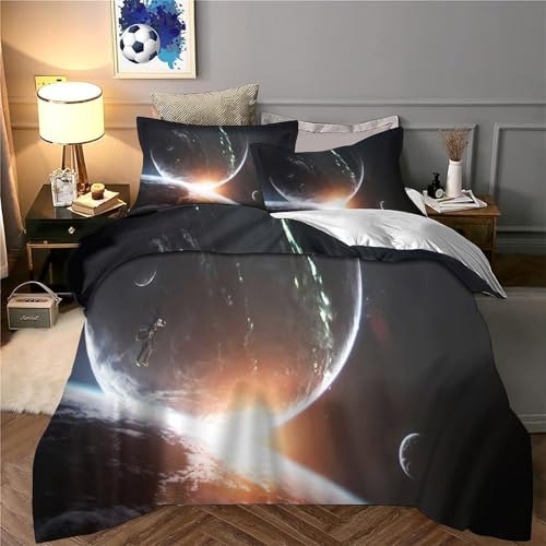 Housse de couette astronaute ultra douce fermeture éclair parure 3D - 6