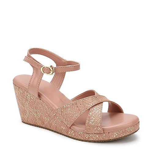 Image of Marc Loire Women's Fashion Open Toe, High Heel Slip On Cross Strap Wedges Sandals
