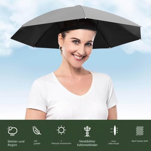 YANGSHINE 2 x Regenschirmhut mit Gummiband, Outdoor-Angelschirm, faltbar, Kopfbedeckung, Regenschirmhut, Farbe: Nr. 7, 69 cm