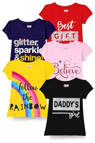 Image of Kuchipoo Girls Half Sleeves Regular Fit Cotton T-Shirt