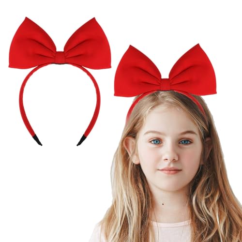 Red Bow Headbands for Women & Girls, Halloween Christmas Cosplay Hair Band Big Bowknot Headband Headdress Cute Princess Hair Accessories for Party and Cosplay (Red)