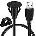 BATIGE Small USB 2.0 Male to Female Car AUX Mount Flush Panel Extension Cable for Car Truck Boat Motorcycle Dashboard 3ft