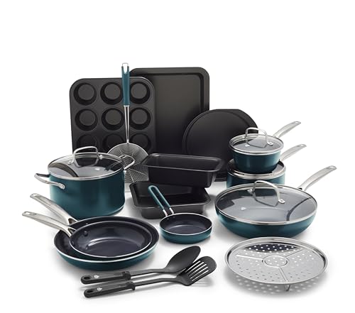 Blue Diamond 20 Piece Cookware Set, Green