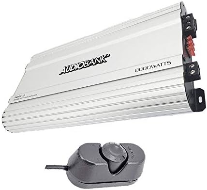 Audiobank P8001 Class D Monoblock Car Audio Amplifier - 8000 Watts, 1 Ohm Stable, Remote Turn-On/Off, Heavy-Duty Aluminum Alloy Heatsink, Power & Protection Indicators