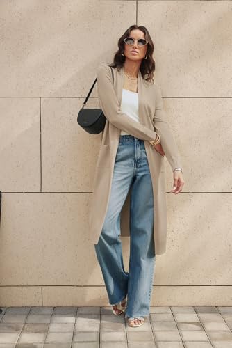 Image of GRACE KARIN Essential Solid Open Front Maxi Long Knitted Cardigan Sweater for Women